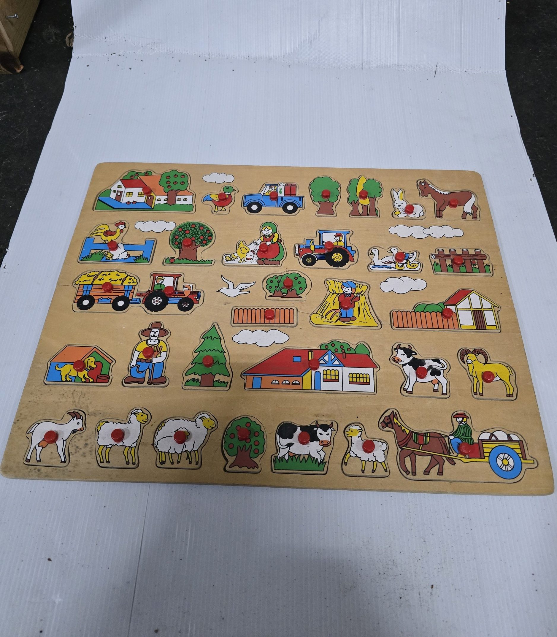 Wooden puzzle farm large