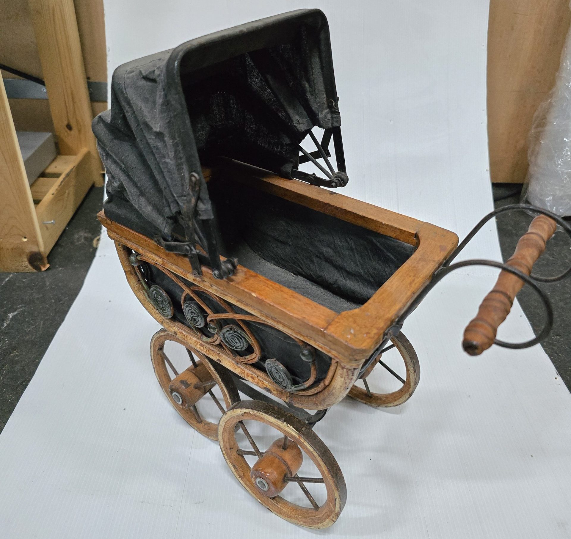 Wooden baby carriage