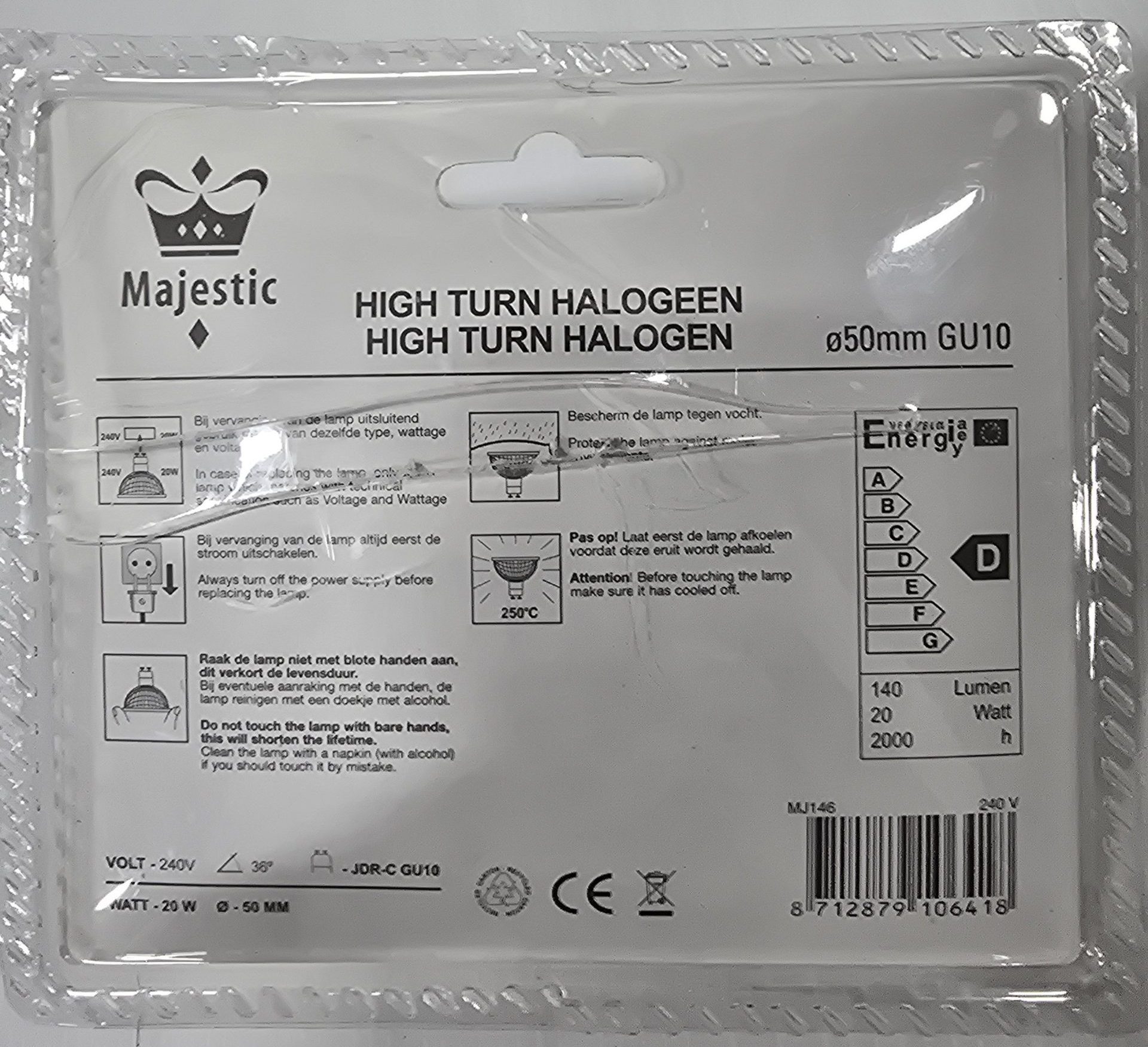 Majestic High Turn Halogen 50mm GU10 240V 20W - Image 2